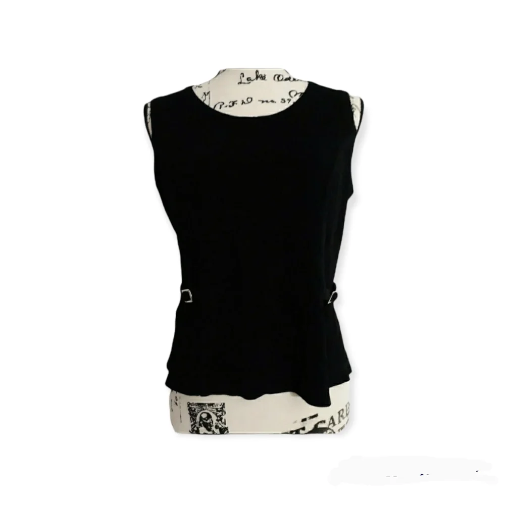 Womens sz 6 Black silver Buckle slit sides Ronnie nicole top Ladies shirt - Picture 8 of 8